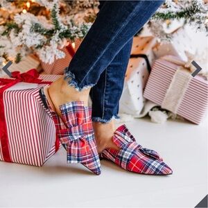 Warmest Wishes Red Plaid Flat Mules